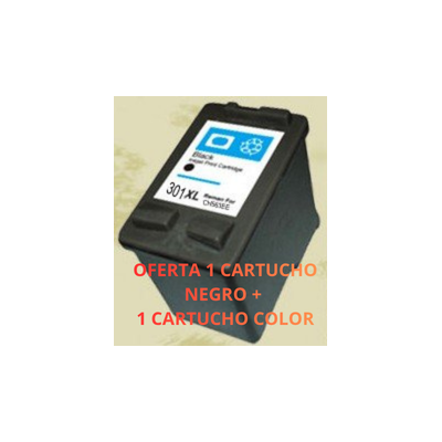 PACK 2 CARTUCHOS 1 NEGROS+ 1 COLOR  (Nº 301XLBK/ COL) NEW CHIP MUESTRA NIVEL TINTA