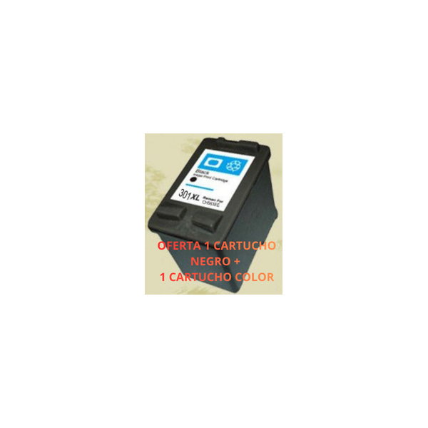 PACK 2 CARTUCHOS 1 NEGROS+ 1 COLOR  (Nº 301XLBK/ COL) NEW CHIP MUESTRA NIVEL TINTA